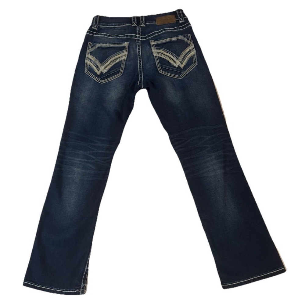 Buckle Black Bootcut Jeans Dark Wash Thick Stitching Western Pockets Women's